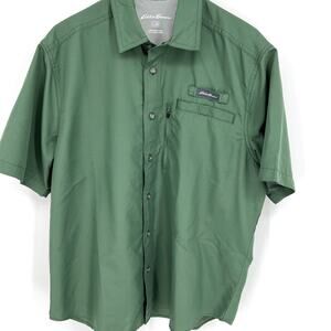 Eddie Bauer Mens Field Performance Shirt Green Vented Size L